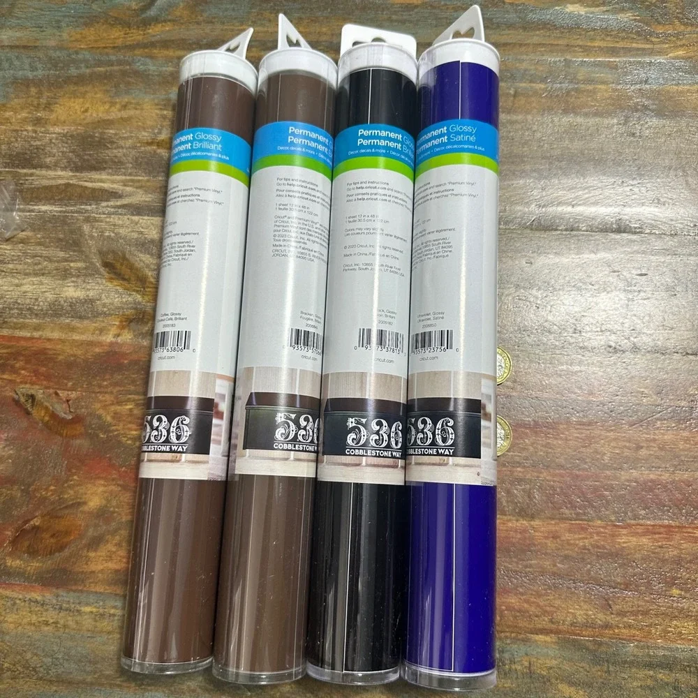 Cricut Premium Vinyl Permanent Glossy 4 Pack Coffee Bracken Black Ultraviolet